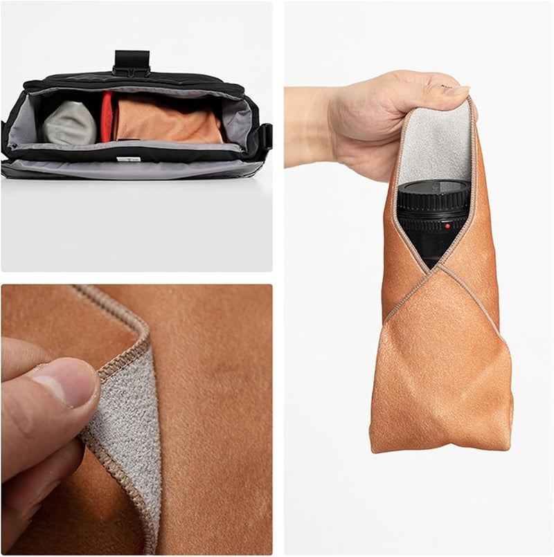 Light Grey Camera Protective Wrap Cloth 13 7x13 7 Inches Adhesive Fabric for DSLR Cameras and Lens Scratch Resistant - Image 5